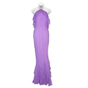 ASOS DESIGN Purple Soft Halter Bias Ruffled Romantic Elegant Maxi Dress Sz 10